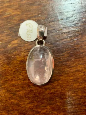 Teardrop, Rose Quartz Pendant in Silver