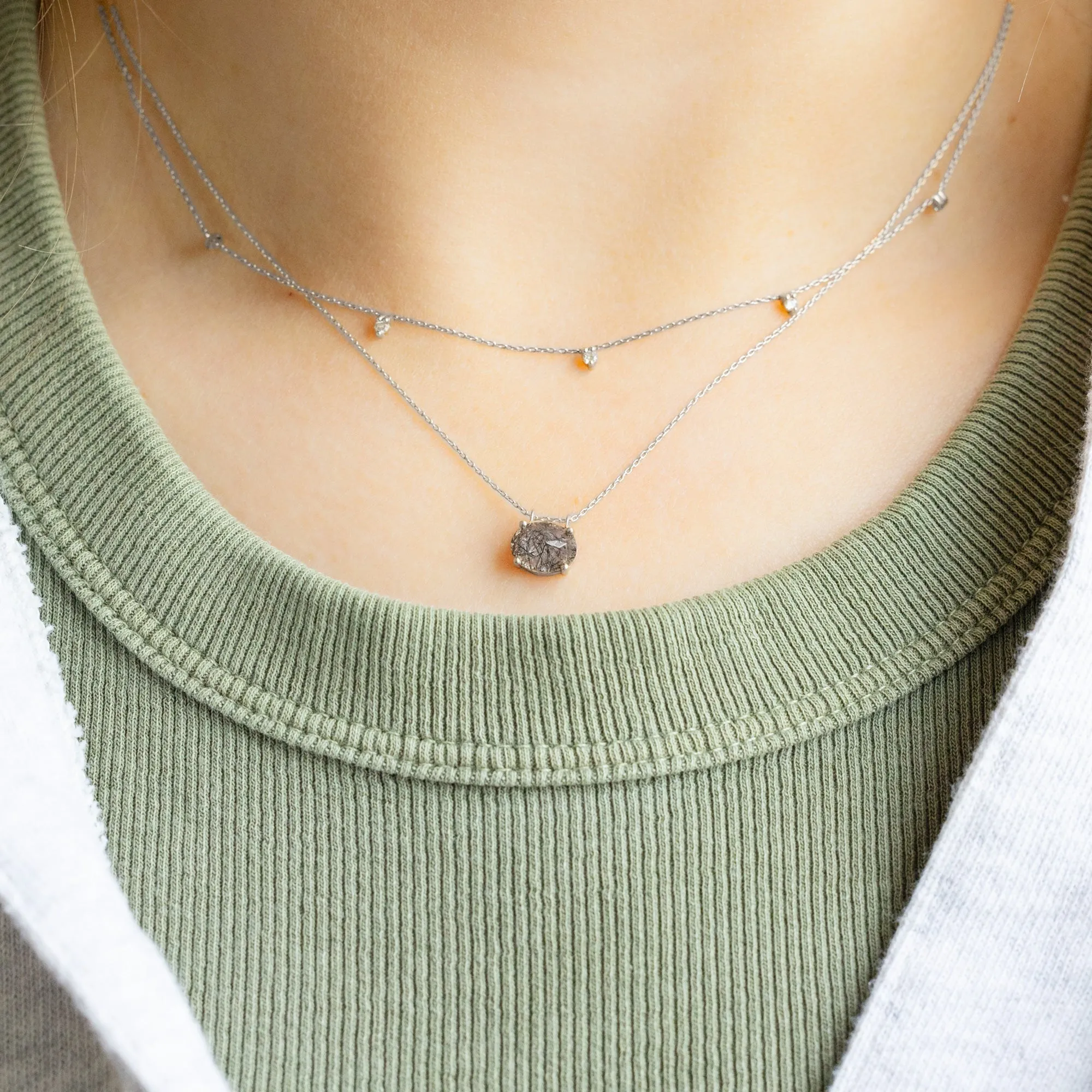 The Tourmaline in Quartz Necklace | Sterling Silver