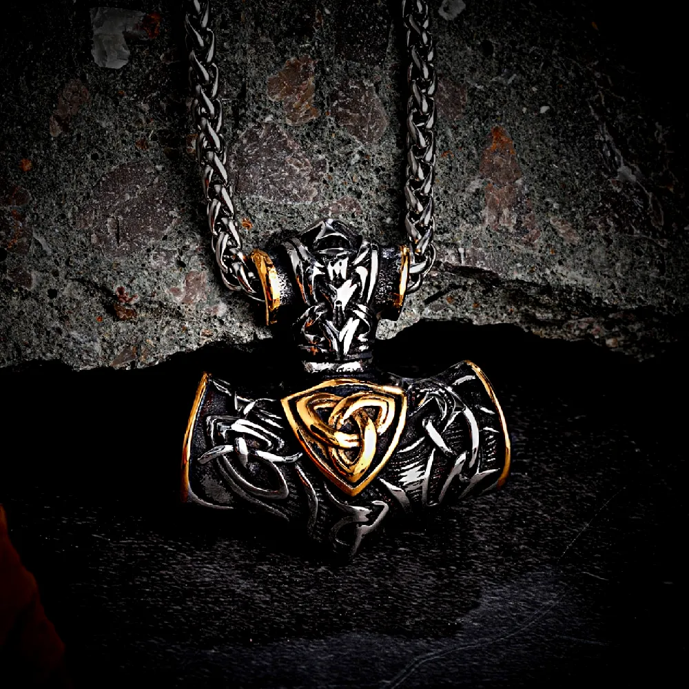 THOR'S HAMMER NECKLACE - GOLDEN TRISKEL