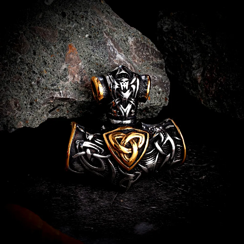 THOR'S HAMMER NECKLACE - GOLDEN TRISKEL