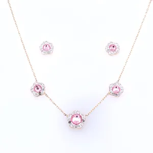 Three Flower Necklace Set with Earrings 51593