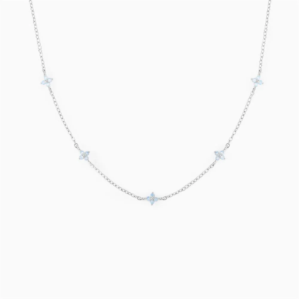 Tiny Blue Flower Necklace for Women