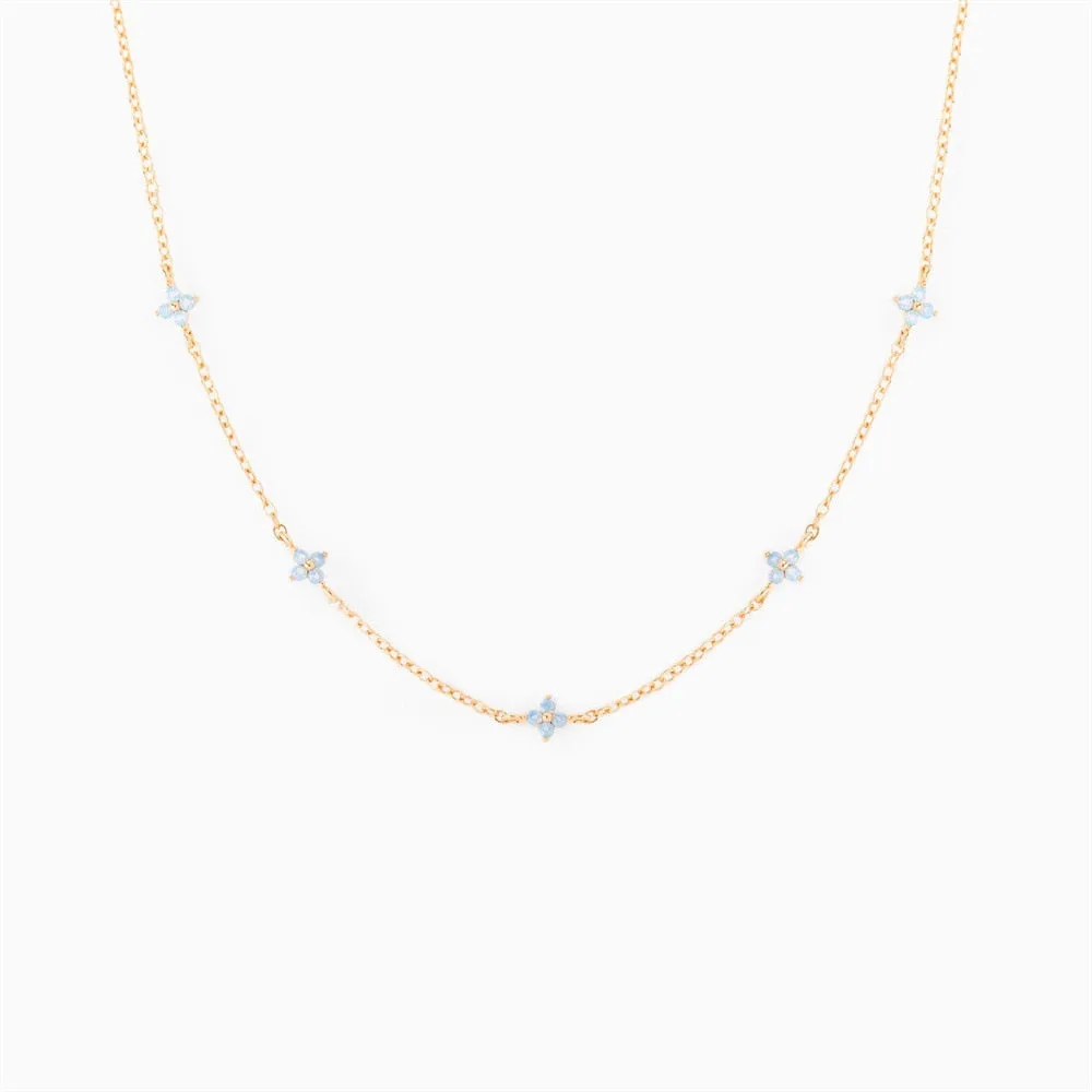 Tiny Blue Flower Necklace for Women