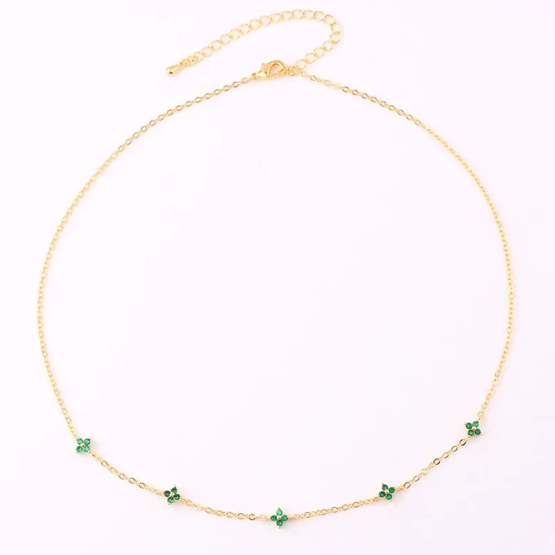 Tiny Blue Flower Necklace for Women