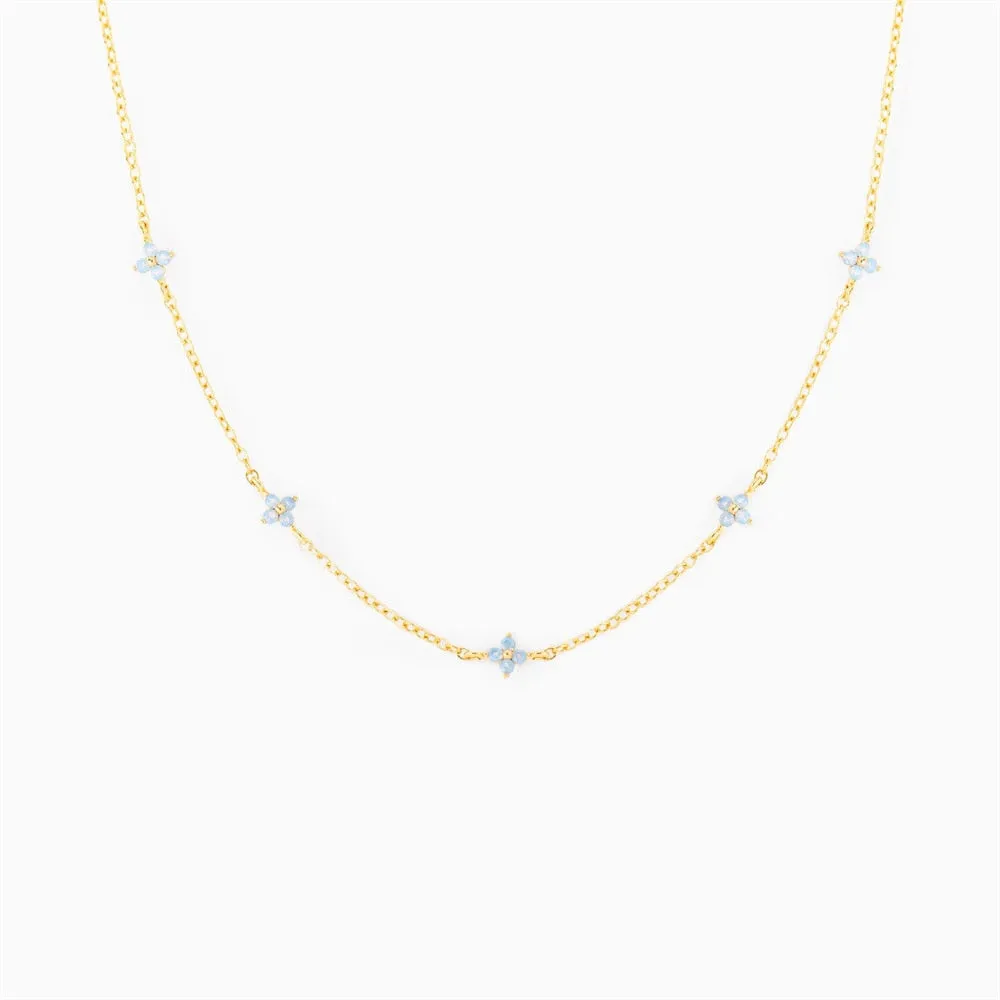 Tiny Blue Flower Necklace for Women