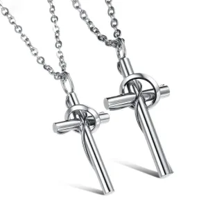 Titanium Steel Cross Pendant Religious Couple Necklace