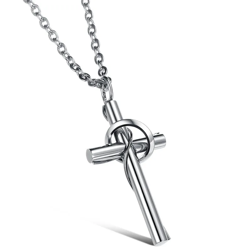 Titanium Steel Cross Pendant Religious Couple Necklace