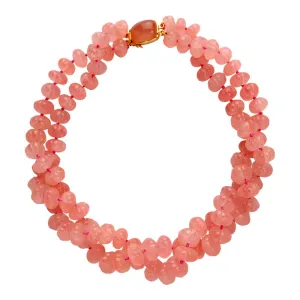 Toggle Necklace - Rose Quartz and Chalcedony  (1333A)