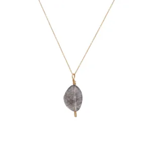 Tourmalinated Quartz Drop Necklace - 28"