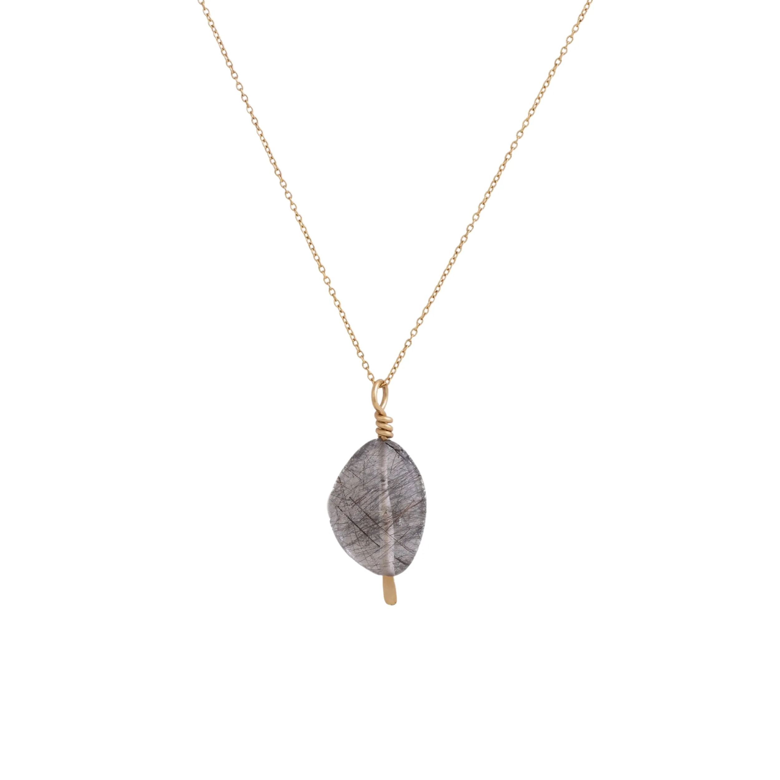 Tourmalinated Quartz Drop Necklace - 28"