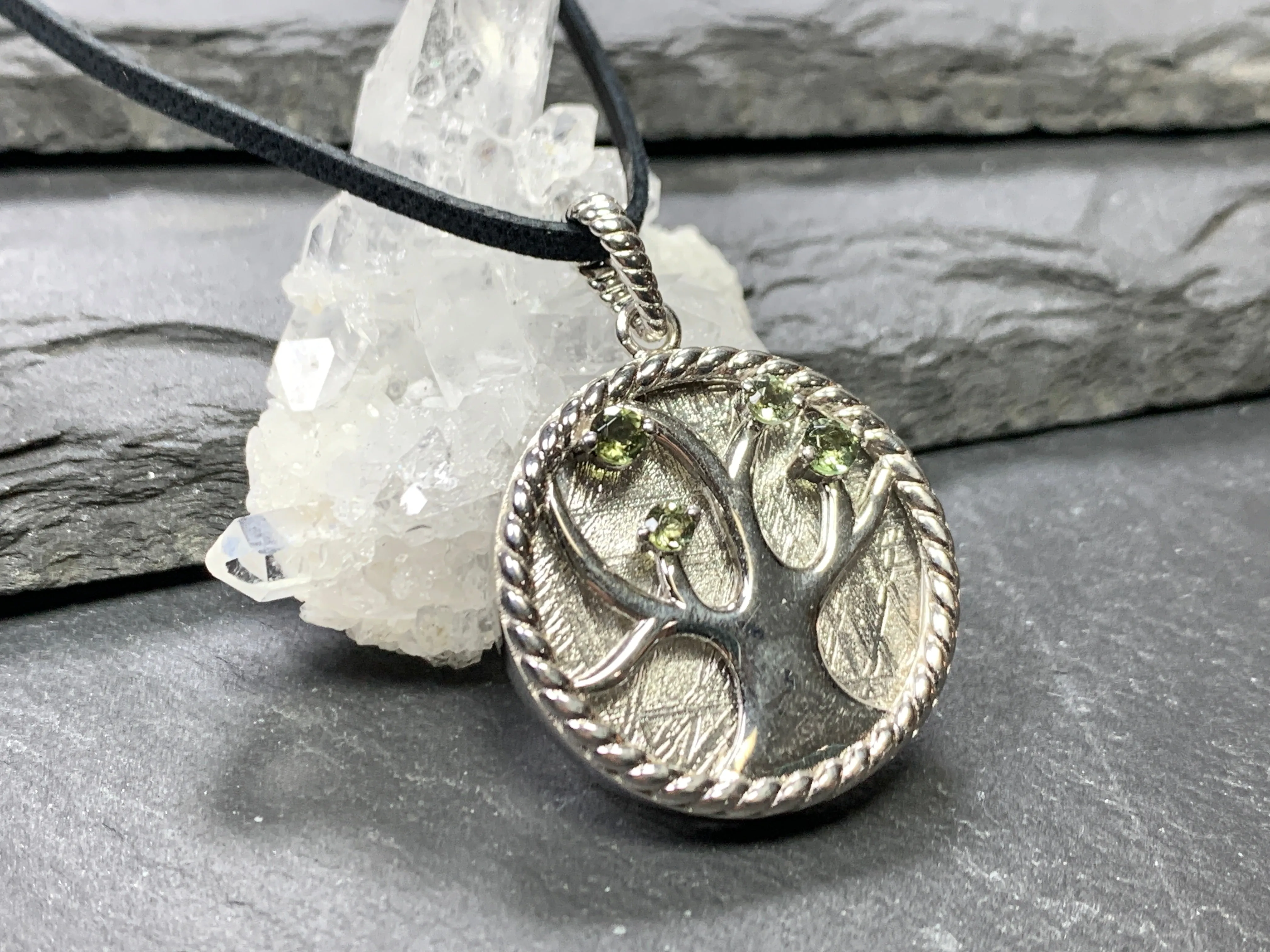 Tree Moldavite & Muonionalusta Meteorite pendant