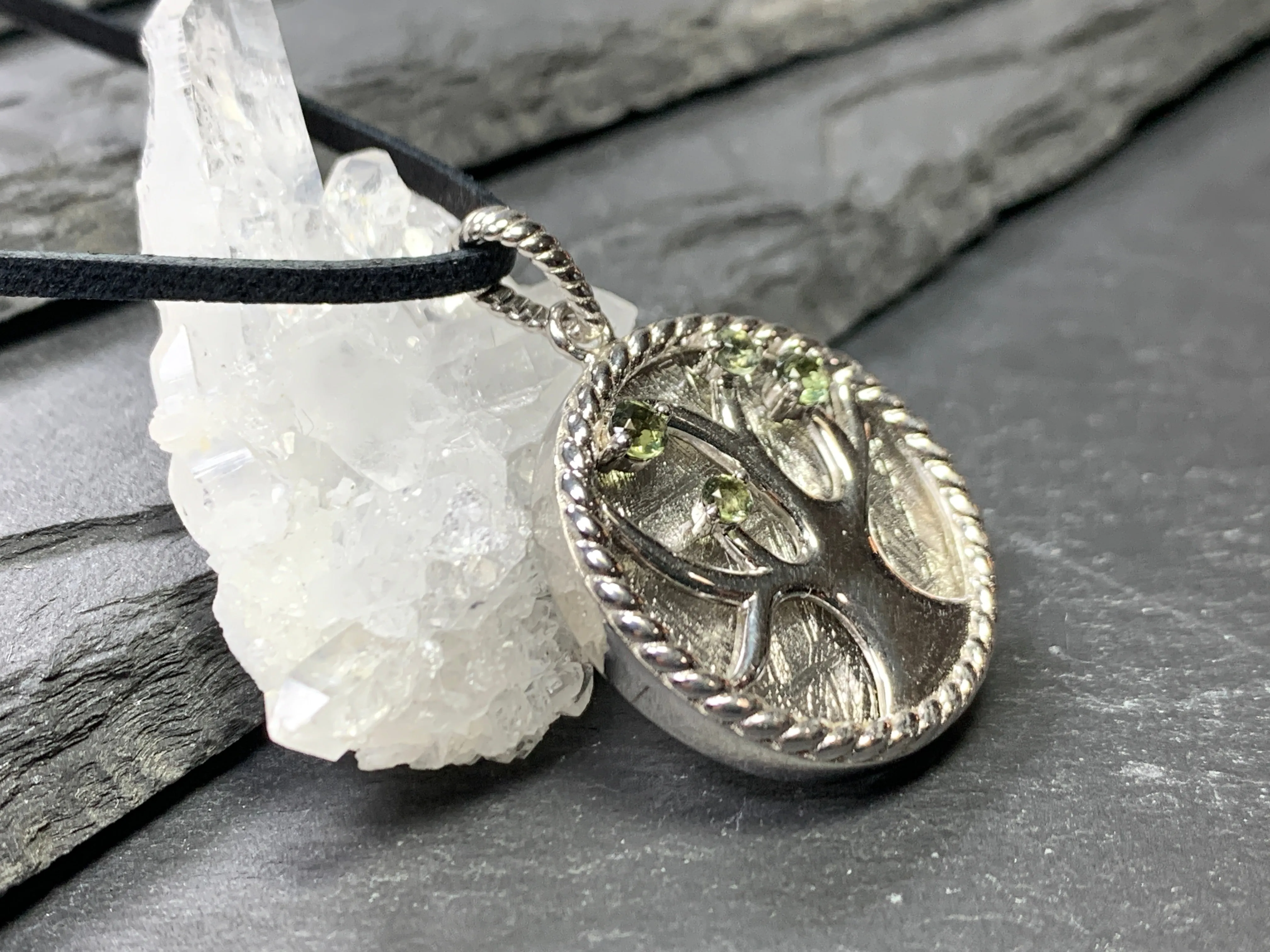 Tree Moldavite & Muonionalusta Meteorite pendant