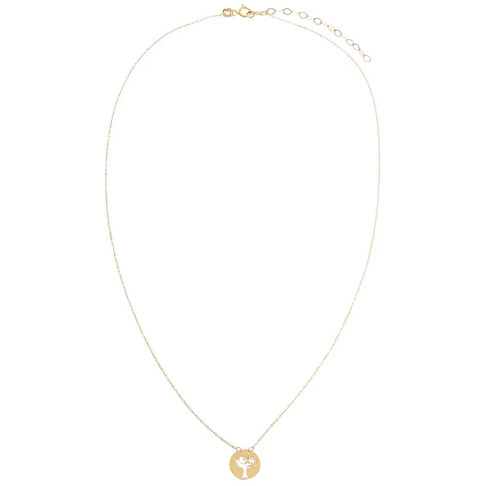 Tree Of Life Cutout Disc Necklace 14K