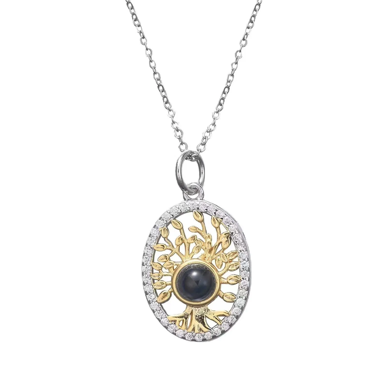 Tree of Life Pattern Personalized  Charm Necklace With Picture Inside