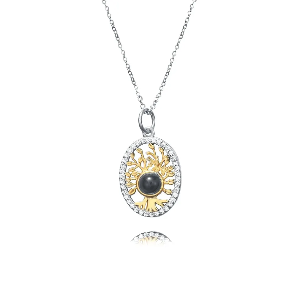 Tree of Life Pattern Personalized  Charm Necklace With Picture Inside