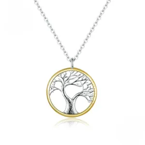 Tree Of Life Pendant Necklace With Gold Rim