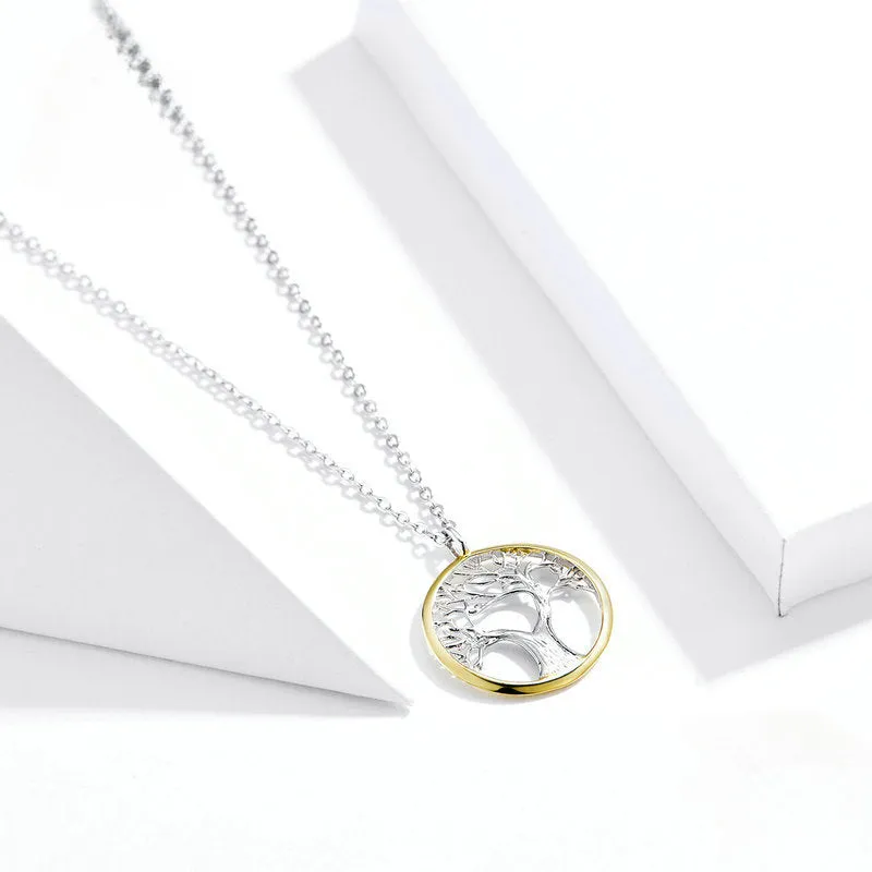 Tree Of Life Pendant Necklace With Gold Rim