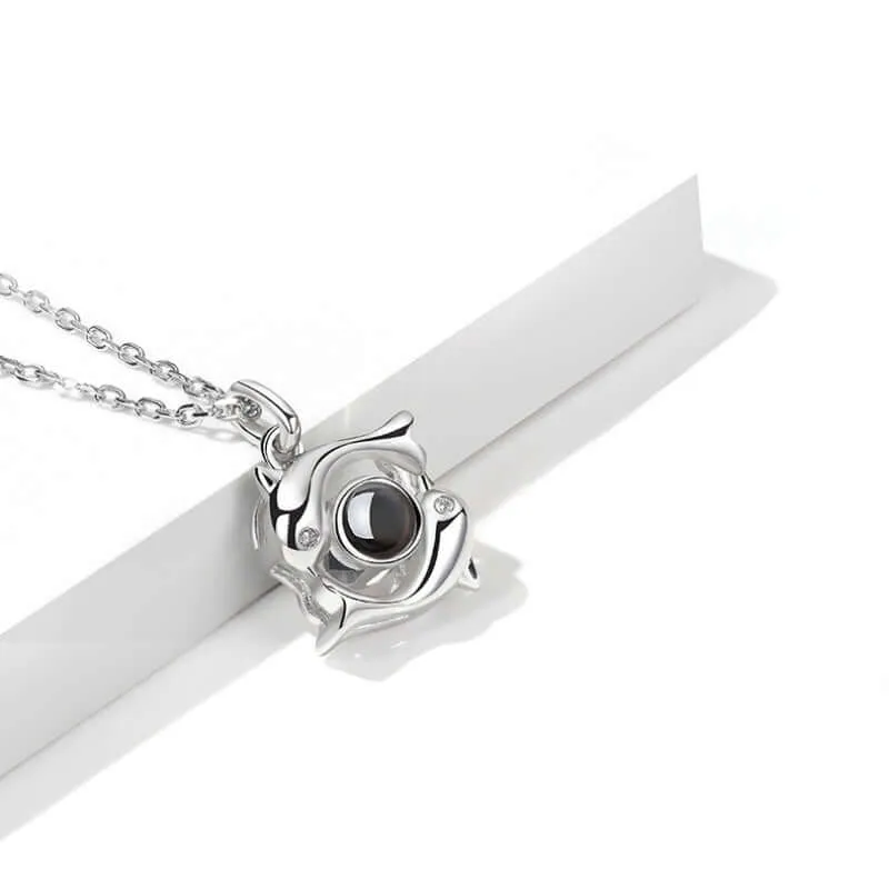 Trend Dolphin Pendant Silver Necklace With Picture Inside