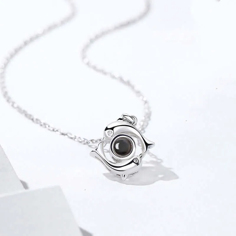 Trend Dolphin Pendant Silver Necklace With Picture Inside
