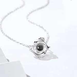 Trend Dolphin Pendant Silver Necklace With Picture Inside
