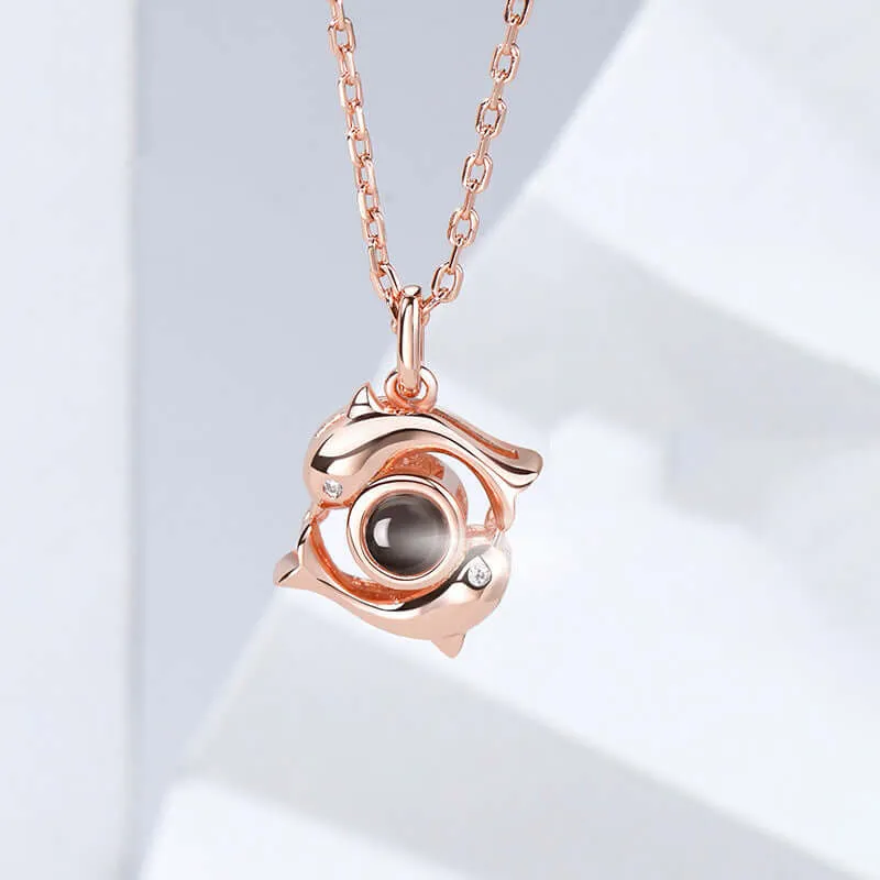 Trend Dolphin Pendant Silver Necklace With Picture Inside