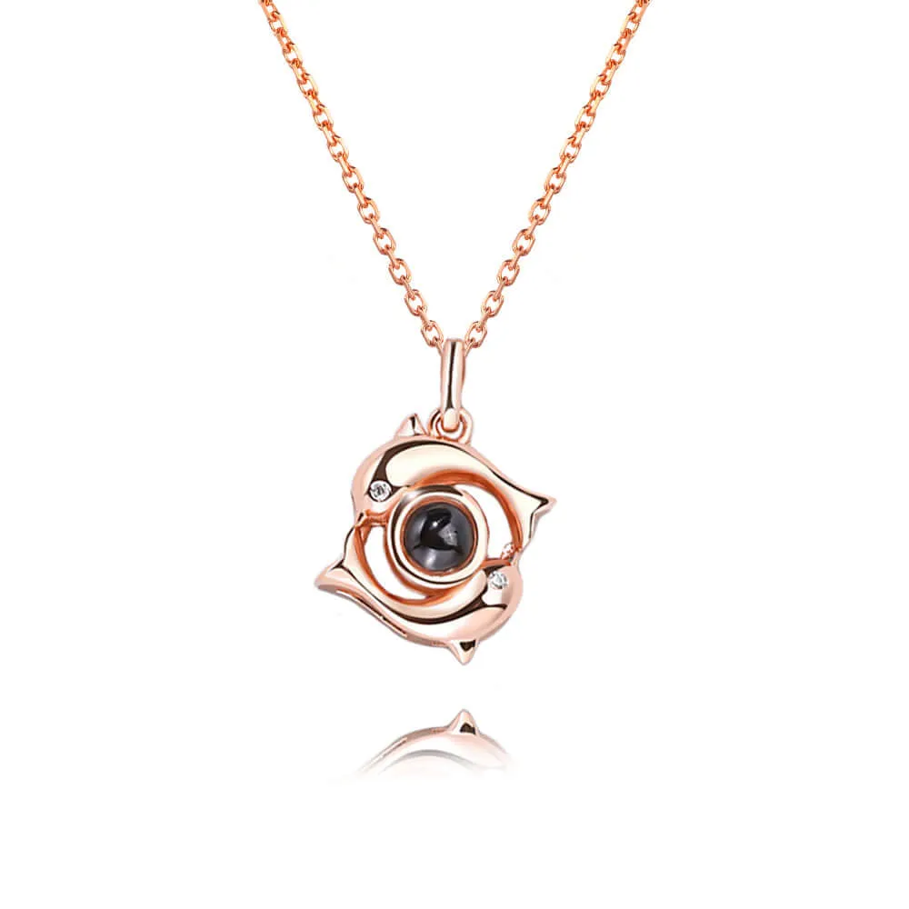 Trend Dolphin Pendant Silver Necklace With Picture Inside