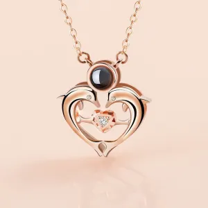 Trendolla Heart Style Dolphin Pendant Necklace with Picture Inside
