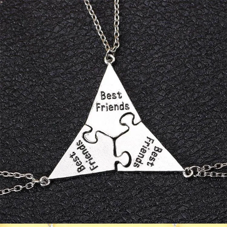Triangle Panel Lettering Friendship Pendant BFF Necklaces