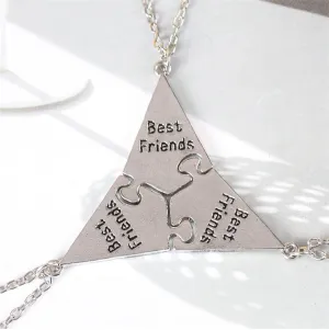 Triangle Panel Lettering Friendship Pendant BFF Necklaces