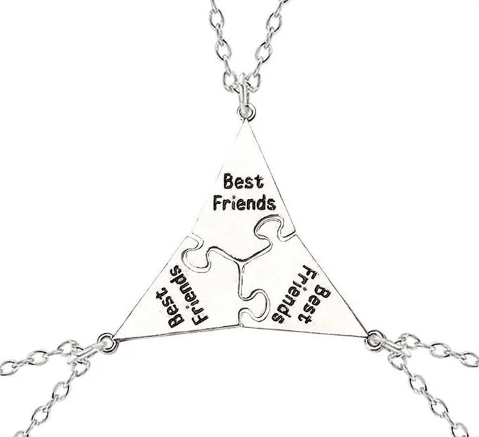 Triangle Panel Lettering Friendship Pendant BFF Necklaces
