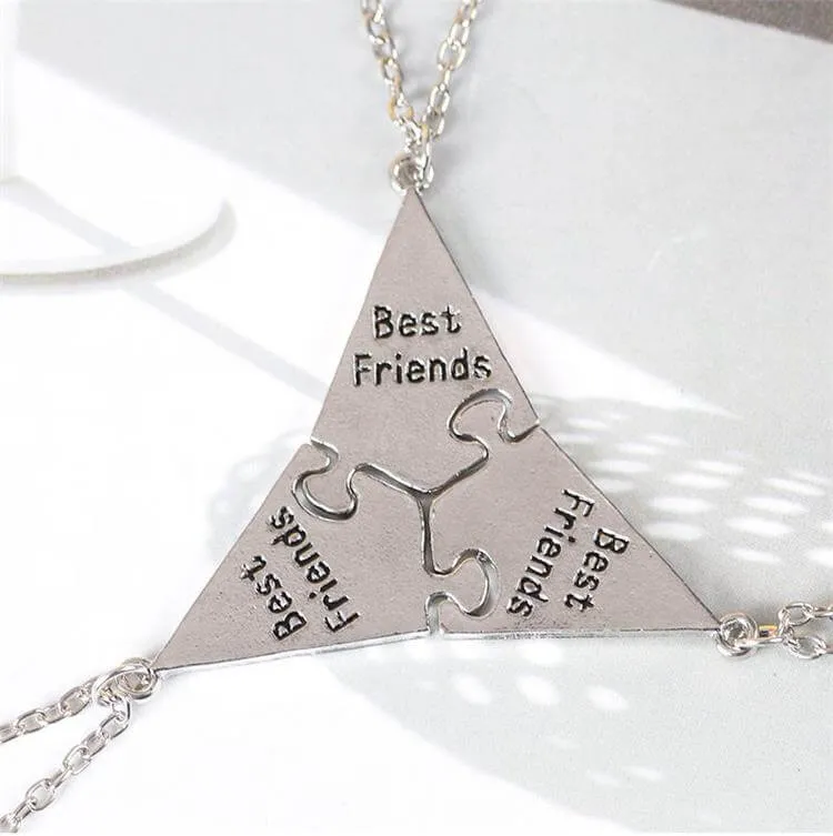 Triangle Panel Lettering Friendship Pendant BFF Necklaces