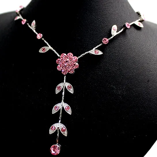 Tribute Gifts Light Rose Earring Necklace Set Tassel Earring