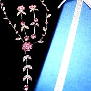 Tribute Gifts Light Rose Earring Necklace Set Tassel Earring