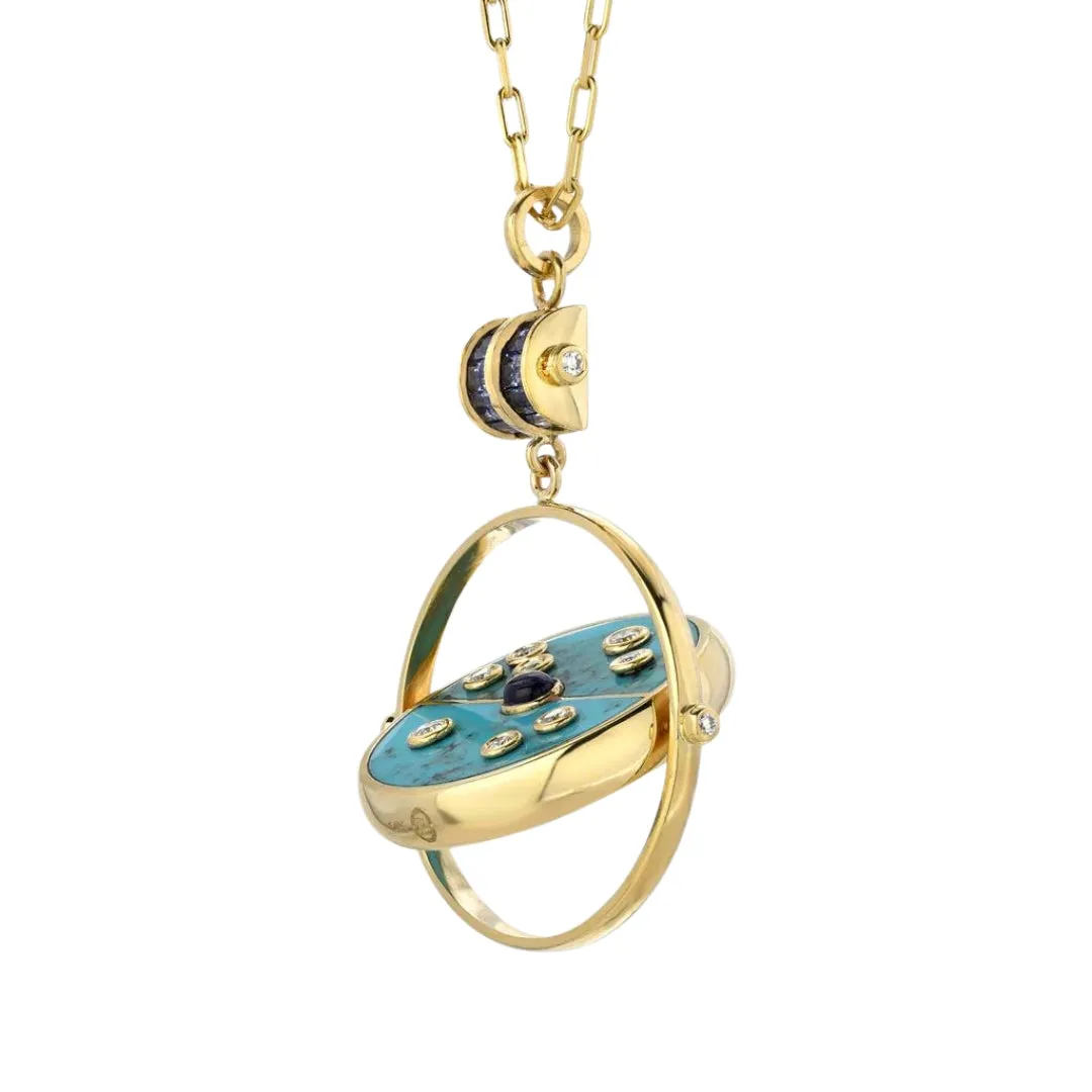 Turquoise & Tanzanite Grandfather Compass Pendant