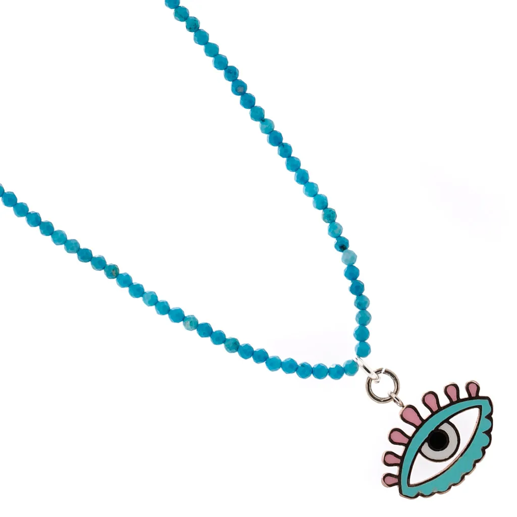 Turquoise Candy Evil Eye Necklace