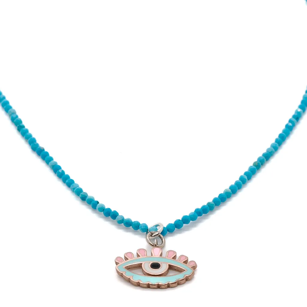 Turquoise Candy Evil Eye Necklace