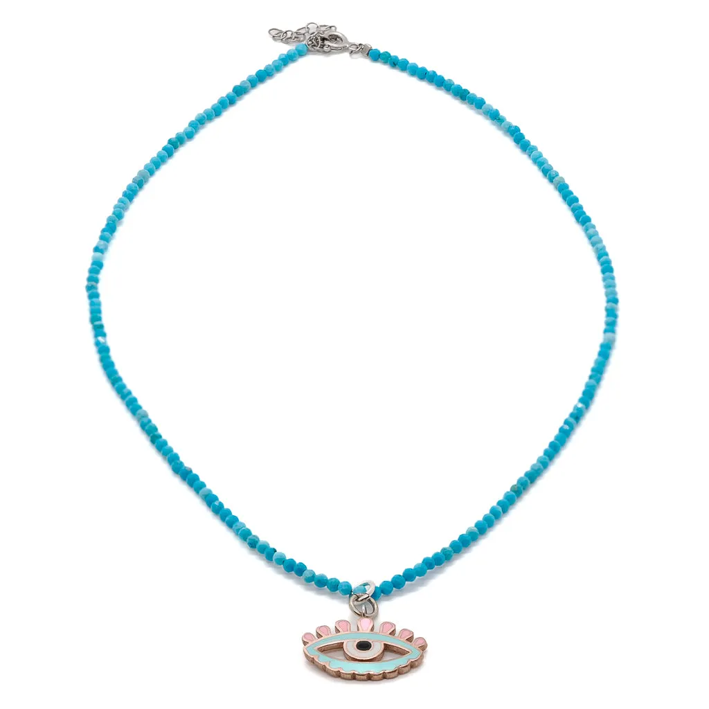Turquoise Candy Evil Eye Necklace