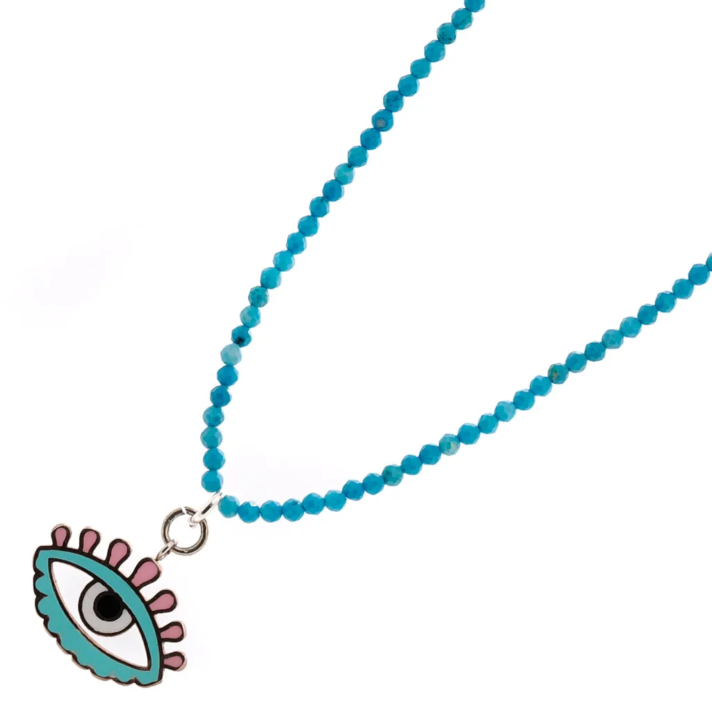 Turquoise Candy Evil Eye Necklace