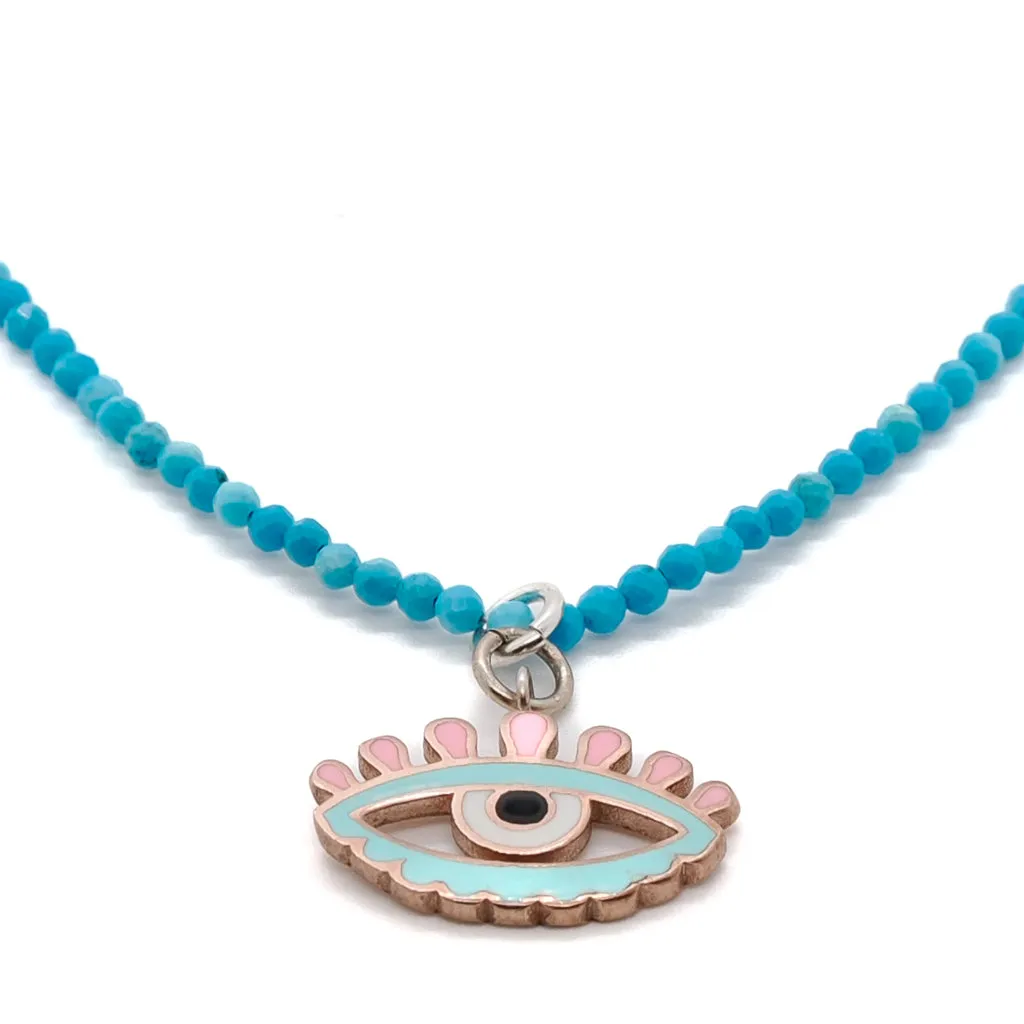Turquoise Candy Evil Eye Necklace