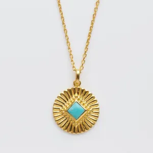 Turquoise Sunray Coin Necklace
