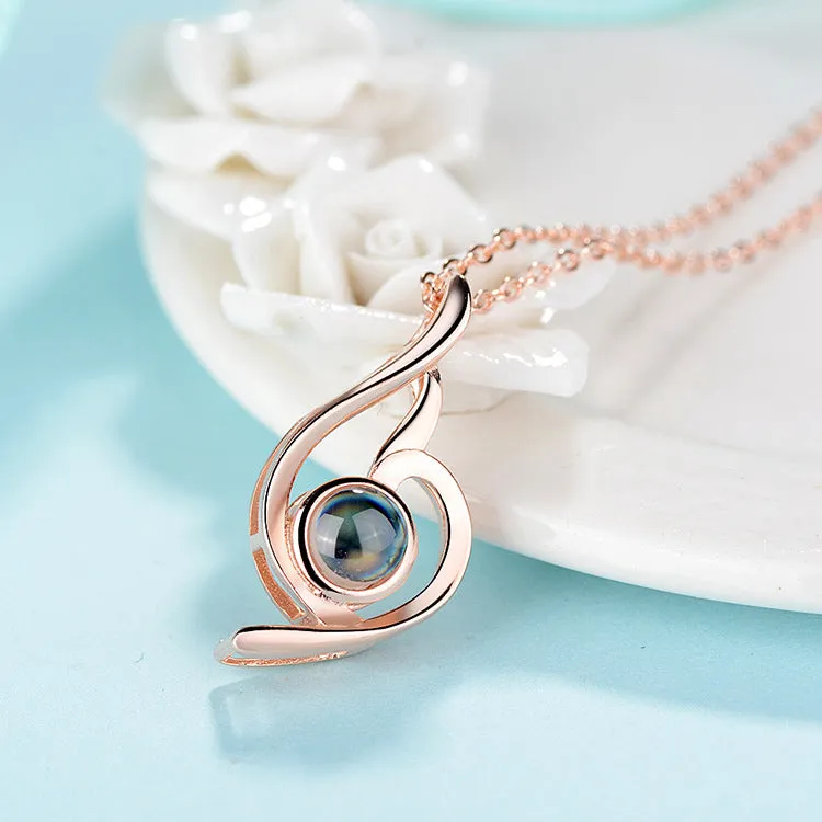 Twist Heart Projection Necklace For Engagement Necklace With Picture Inside