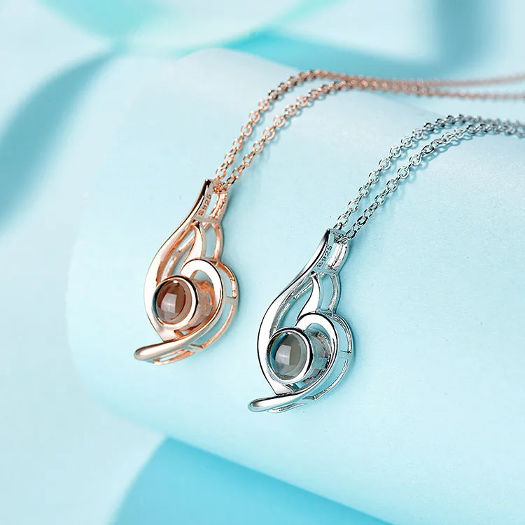 Twist Heart Projection Necklace For Engagement Necklace With Picture Inside