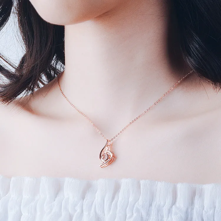 Twist Heart Projection Necklace For Engagement Necklace With Picture Inside