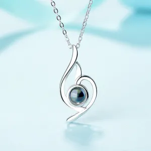 Twist Heart Projection Necklace For Engagement Necklace With Picture Inside