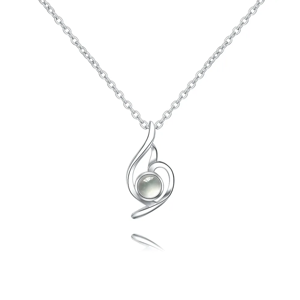 Twist Heart Projection Necklace For Engagement Necklace With Picture Inside