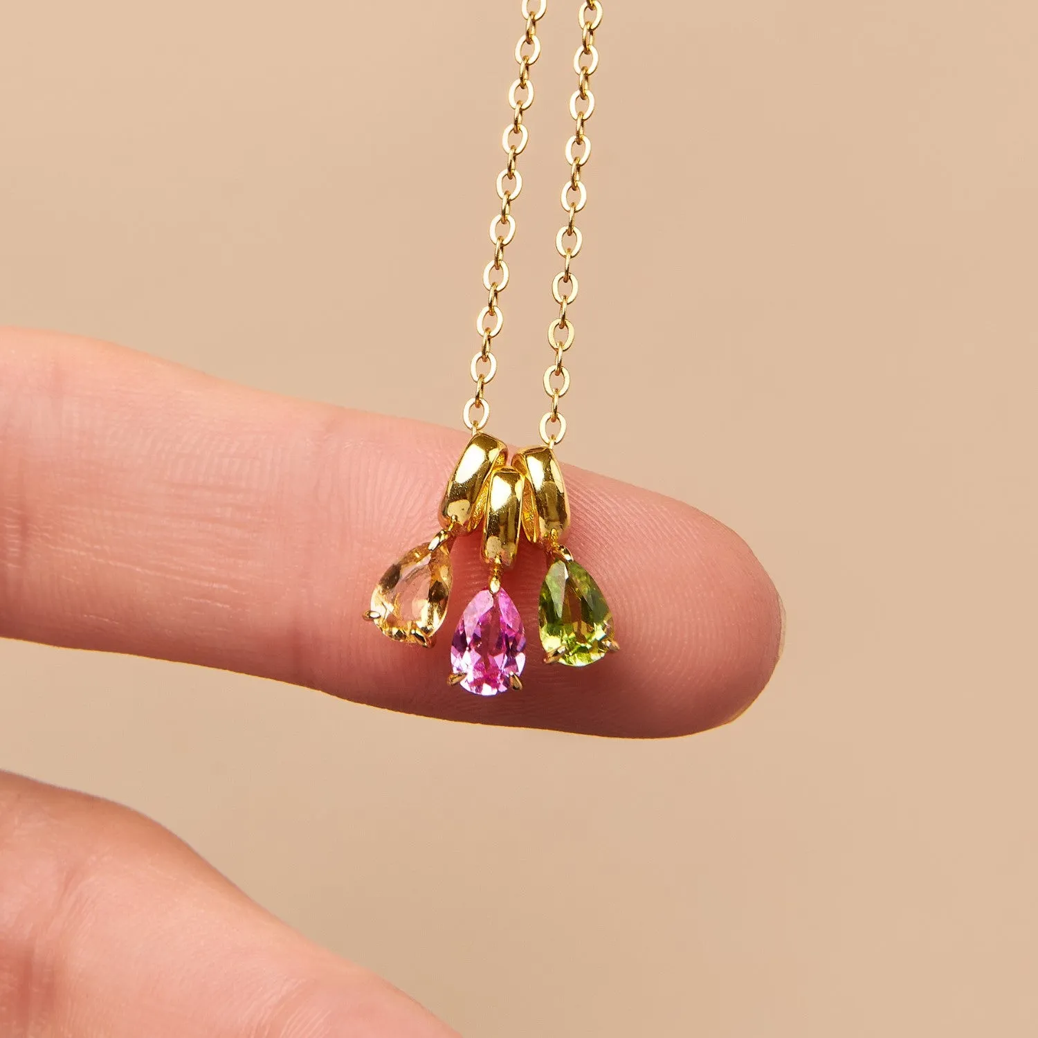 Two Birthstone Teardrop Necklace