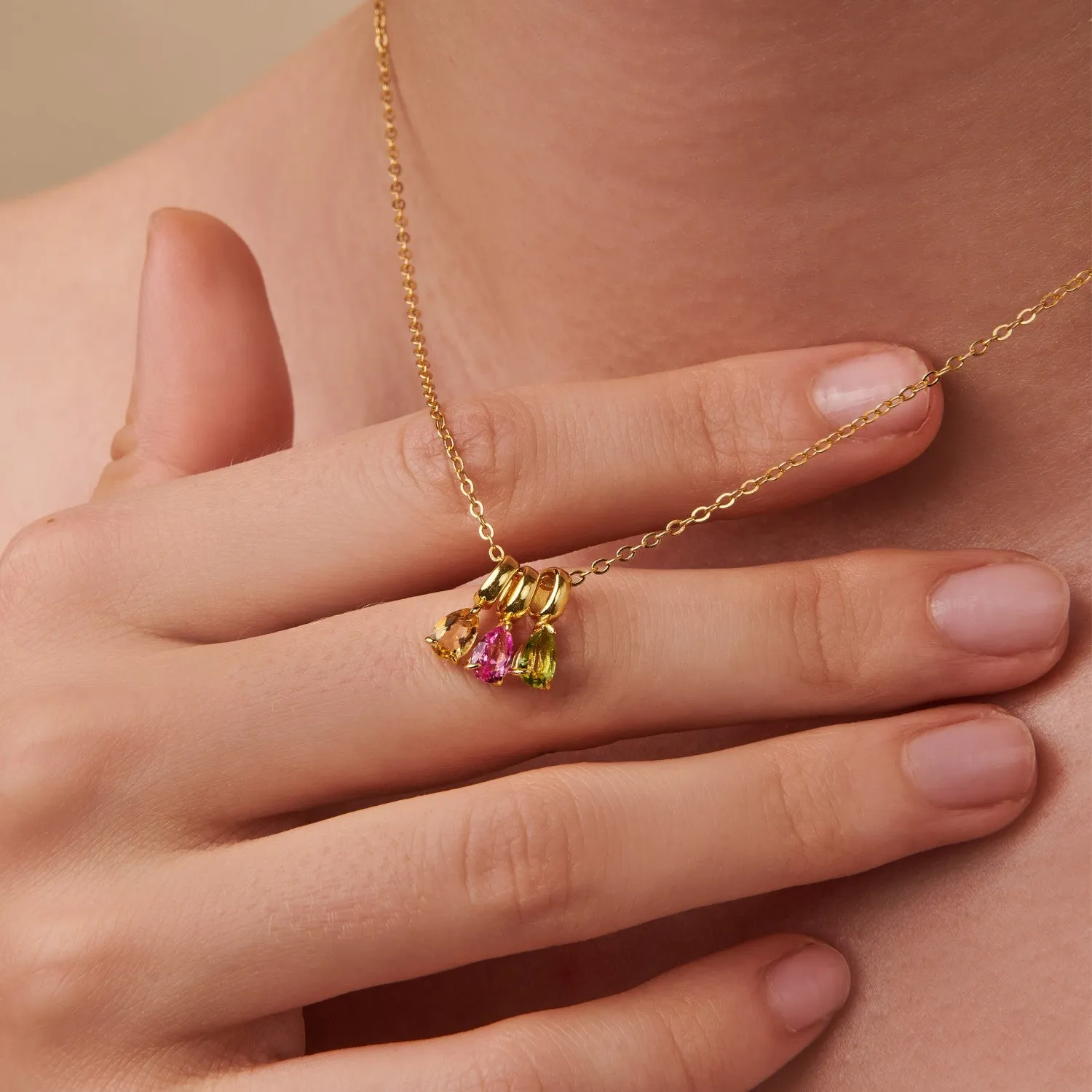 Two Birthstone Teardrop Necklace