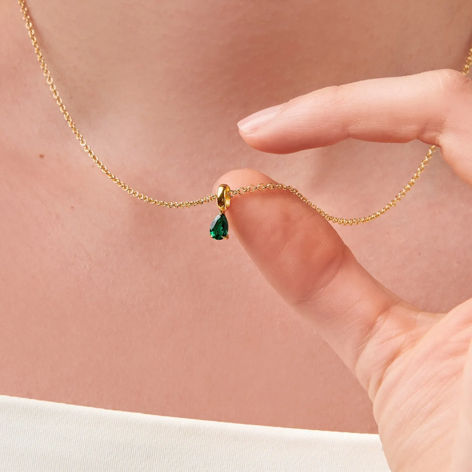 Two Birthstone Teardrop Necklace