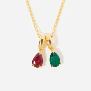Two Birthstone Teardrop Necklace