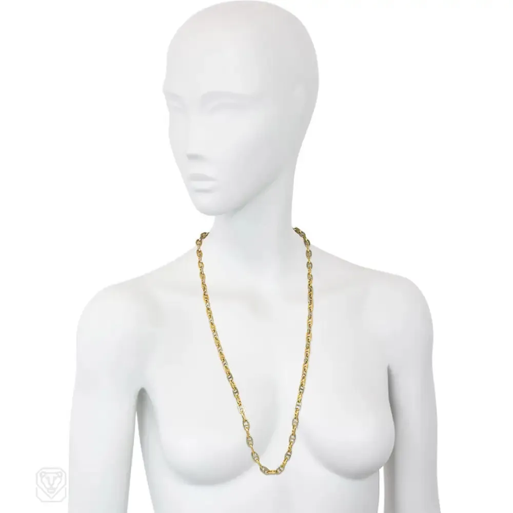 Two-color gold anchor chain necklace, Hermès